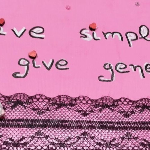 Pink canvas wall decor with message, handmade