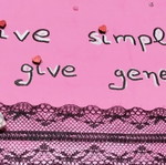 Pink canvas wall decor with message, handmade