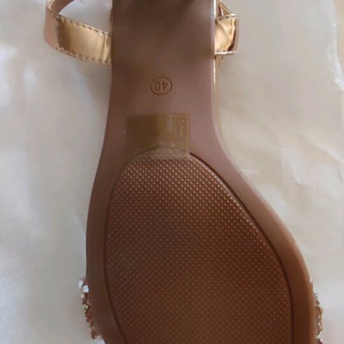 Gold Sandals with Strass Size 40 New, 3 cm Heel