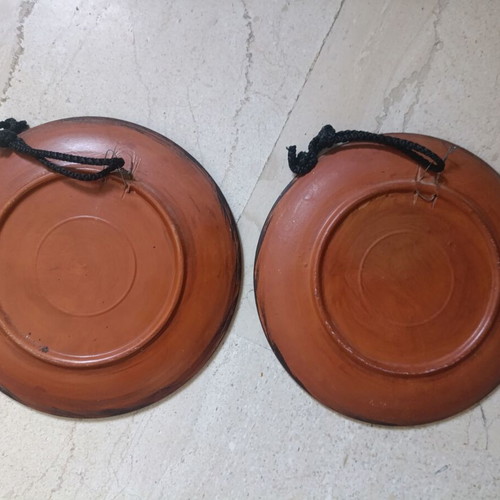 Handpainted ceramic plates set of 2