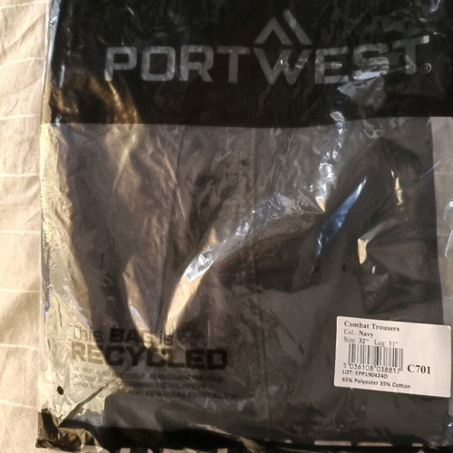 Portwest C701 work trousers new, size 32" small, navy