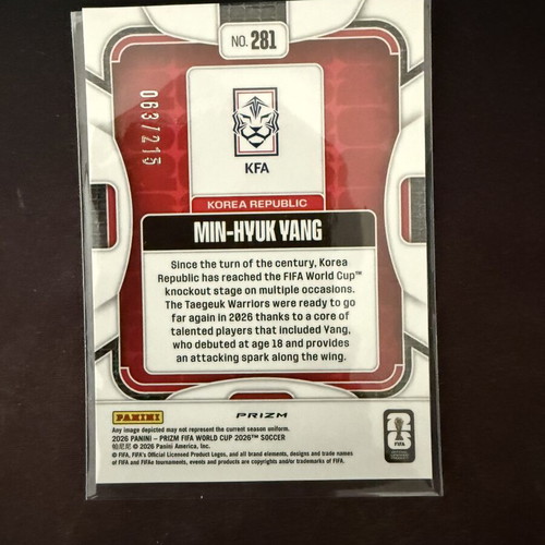 2026 Panini Prizm Fifa World Cup Min-Hyuk Yang Orange Pandora card new