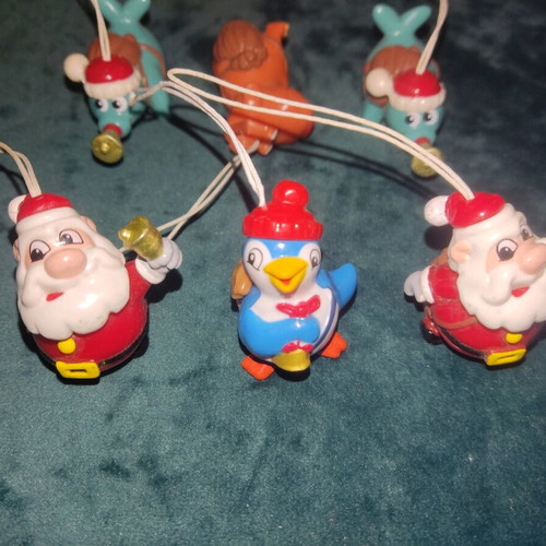 Kinder Surprise figures used, pack of 6 Christmas ornaments