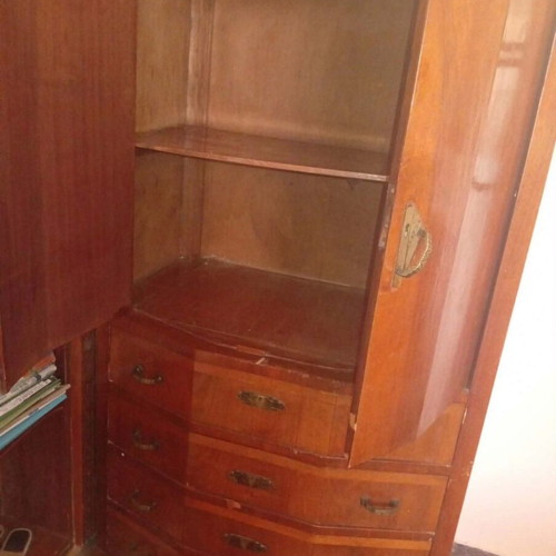 Wooden wardrobe with four drawers used, vintage style