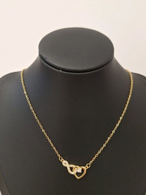 Ατσάλινη αλυσίδα καινούργια σε χρυσαφί χρώμα με σχέδιο άπειρο και καρδούλα