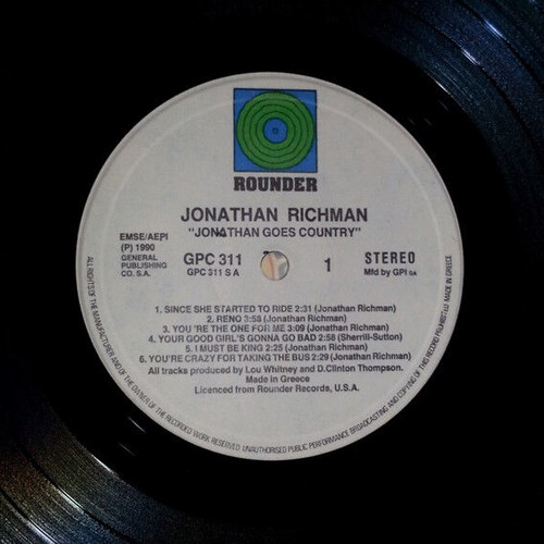 Jonathan Richman Jonathan Goes Country record used, rock