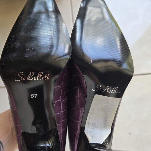 Purple square heels like new with pattern, size 37