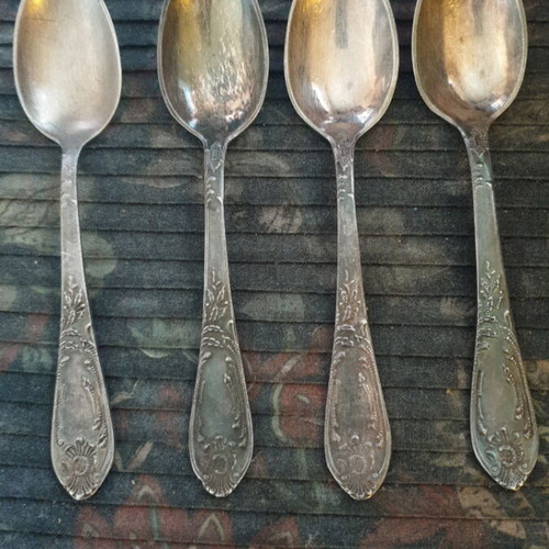 Vintage 4 silver-plated Russian spoons like new