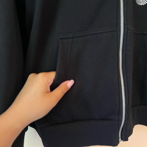 Black anorak with silver stone butterfly and hood size S like new, 100% cotton