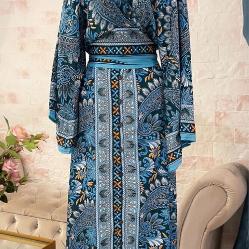 Lachouri set silk like new, wrap top shirt and skirt