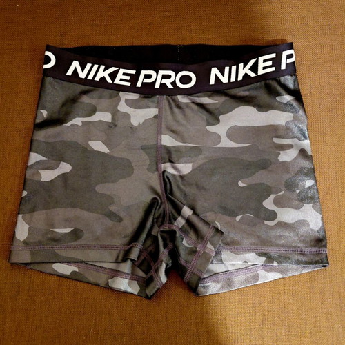 Nike Pro Camo Sports Shorts, Size S, Grey/Black