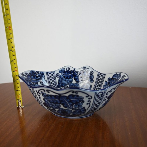Porcelain bowl used, English Home blue-white chinoiserie design