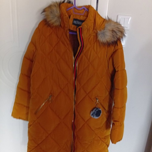 Women's jacket new XL mustard with fur lining