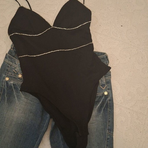 Gizia pants set with original Swarovski and Tally Weill bodysuit used