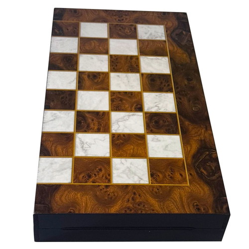 Backgammon chess checkers set 3in1 new, wood, 48x48 cm