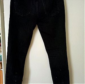 Μαύρο τζιν παντελόνι Zara νούμερο 38 με χάντρες και κεντήματα
