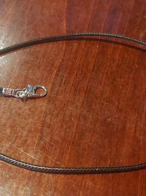 Necklace with calcite new in ecru-beige with black fabric cord