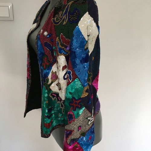 Madeleine colorful sequin jacket like new, size M