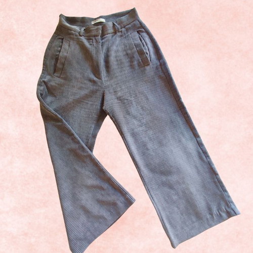 Pull&Bear women's cropped corduroy wide leg pants like new, gray, size S