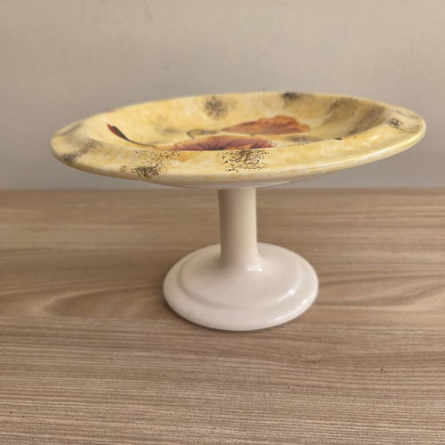 Vintage ceramic serving platter with foot Poppy Series, new, with box