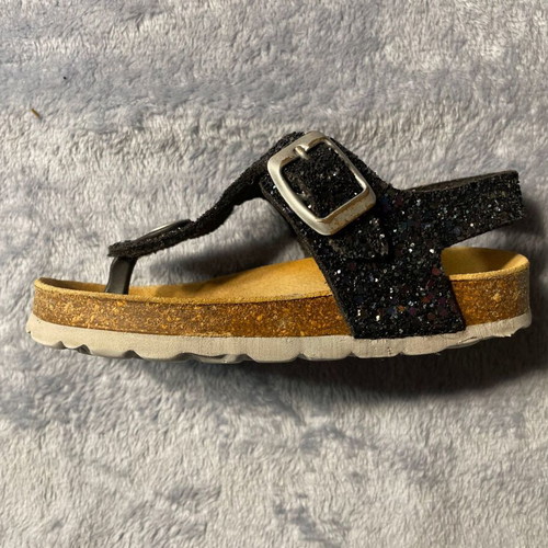 Children's leather sandals used No 27 blue glitter