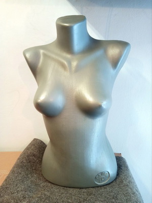 Panel Female Display Mannequin Torso like new, metallic silver finish