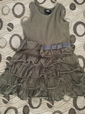 H&M khaki dress like new, size 2-4 years (98-104 cm)