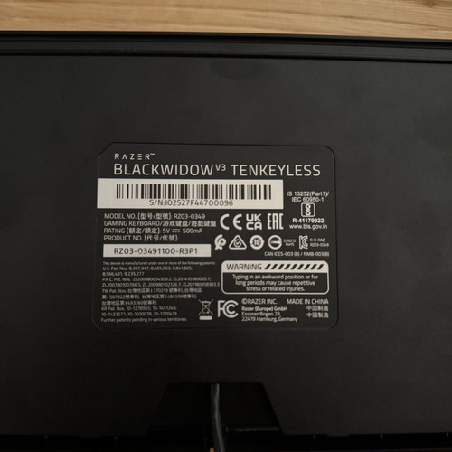Razer Blackwidow V3 TKL mechanical keyboard with green switches