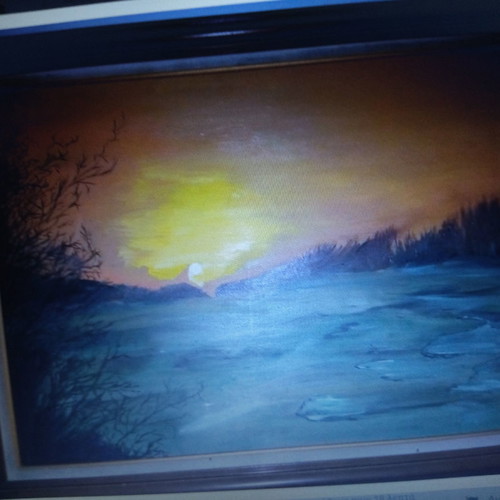 Oil painting authentic canvas artwork with frame new