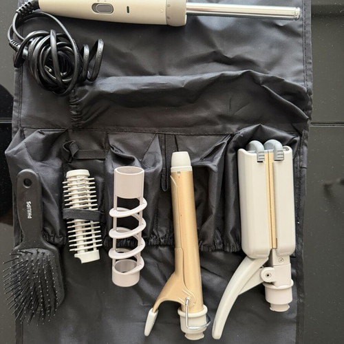 Philips Hair Styling Iron used with accessories and carrying case
