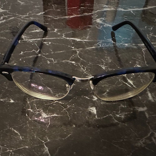 Women's eyeglass frame used, blue and silver