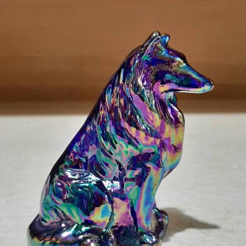 Mosser Art Glass Collie Dog Figurine Lassie new
