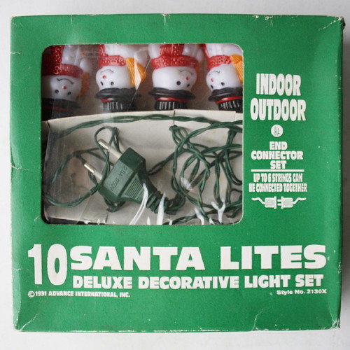 Christmas lights with snowmen vintage 1991 new