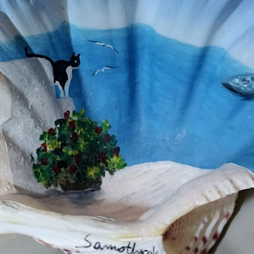 Tridacna seashell decorative hand-painted