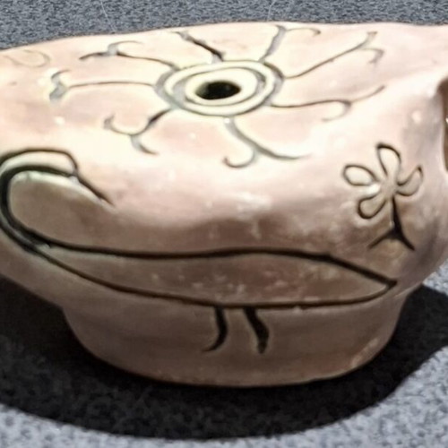 Handmade Clay Lamp decorative replica of Late Antiquity, like new