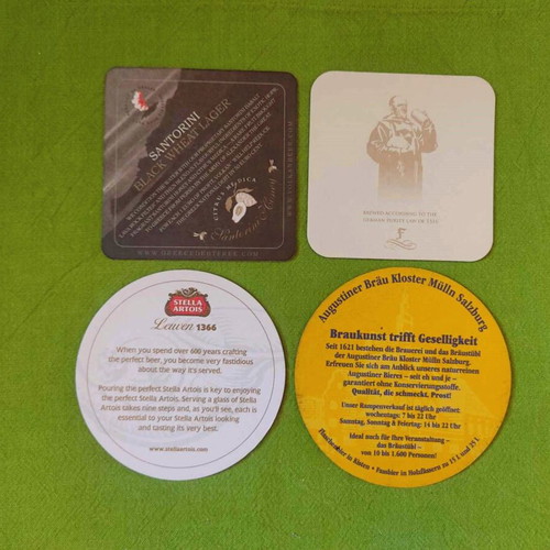 Beer coasters collectible like new, pack of 4 pieces