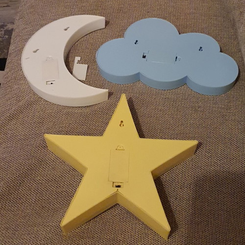 Children's decorative lamps set of 3 used, cloud star moon shapes
