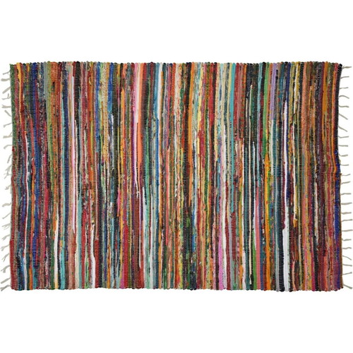 Cotton rug striped multicolor recycled 180x120cm new