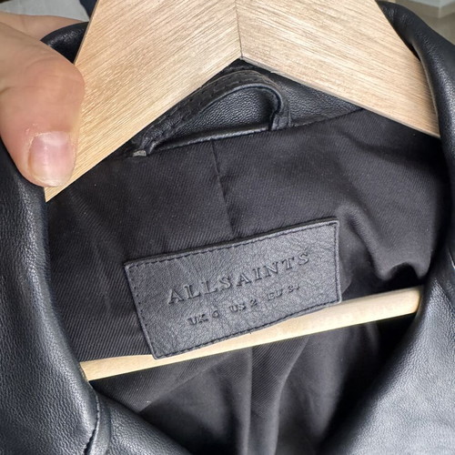 AllSaints 100% sheep leather biker jacket like new, black, size 34