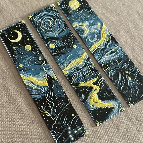 Premium 3D Printed Bookmark Starry Night, new