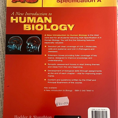 A New Introduction to Human Biology textbook new, English
