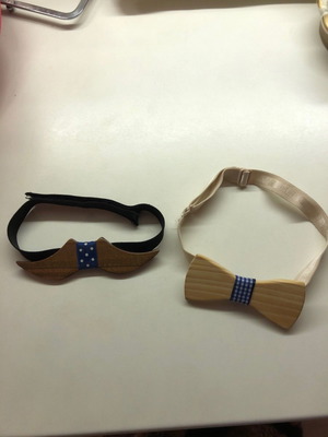 Children's bow ties set of 2, wooden, new