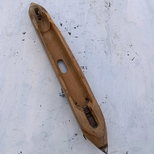 Collectible wooden loom shuttle used with metal ends