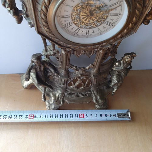 German brass clock baroque style used, 50-60s, large 40cm