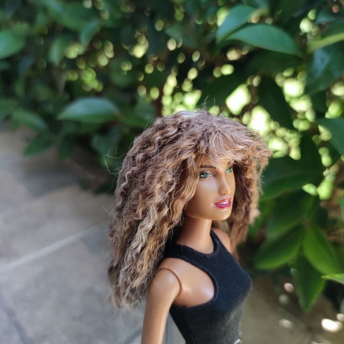 Barbie Curly Hair used, modern Esmeralda OOAK with clothes