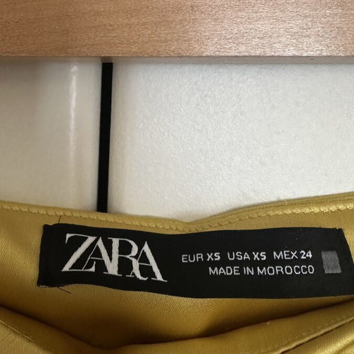 Zara satin skirt, yellow, slit detail
