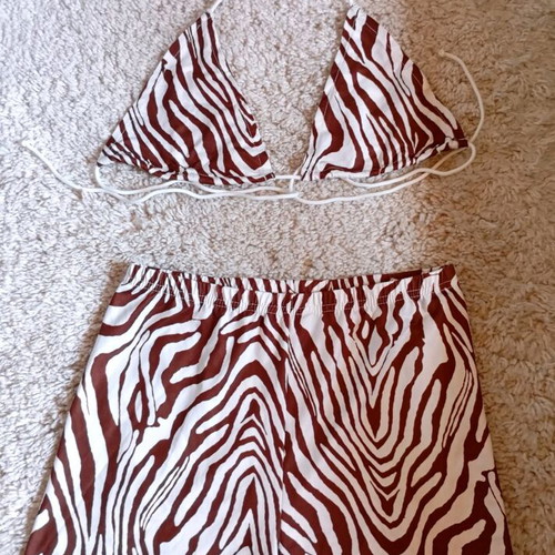 Shein swimwear and shorts set small no36 like new, beige and brown