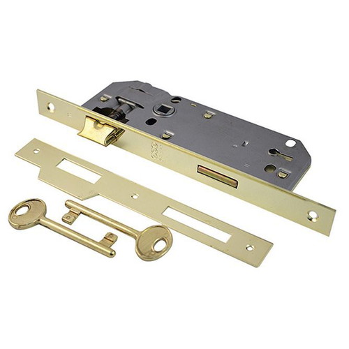 AGB Square Door Lock 40-90mm Gold with Strike Plate and 2 Keys New