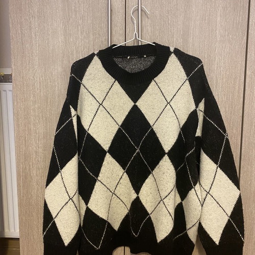 Pull & Bear oversized knit sweater with argyle pattern