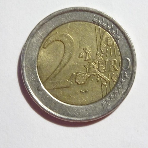 2 Euro Coin 2002 Greece used with minting errors and S in star